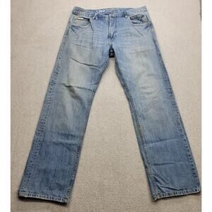 LRG Grass Roots Mens Blue Washed Straight Jeans Modern Classic Fit 36x32 Y2K